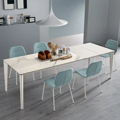 Tavolo Allungabile in Vetroceramica e Base in Metallo di Diverse Finiture - Ariel