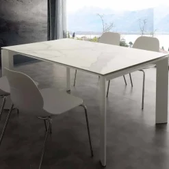 Tavolo allungabile moderno con piano in vetro ceramica Filadelfia