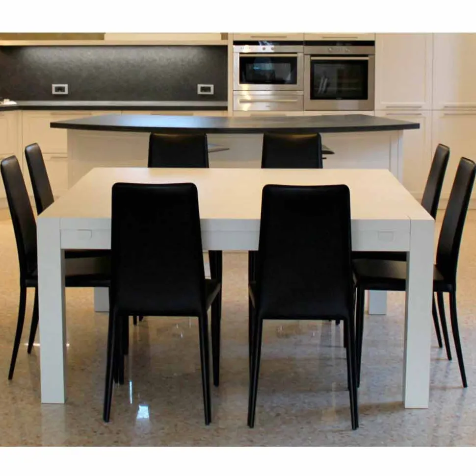 Tavolo allungabile moderno in legno rovere massellato,160x160cm, Jacob
