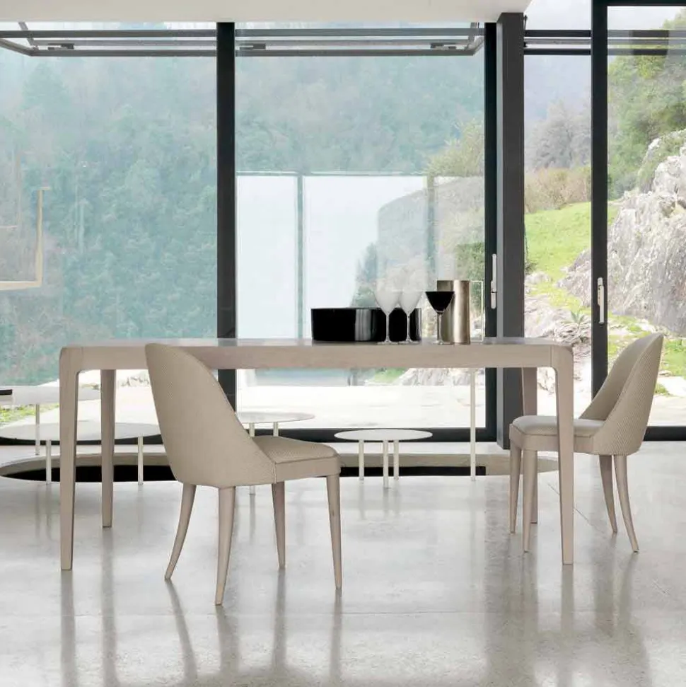 Tavolo allungabile noce grigio naturale design moderno, Matis