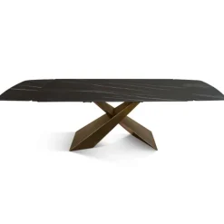 Tavolo Allungabile Realizzato con Piano in Ceramica e Base in Ferro - Incrocio