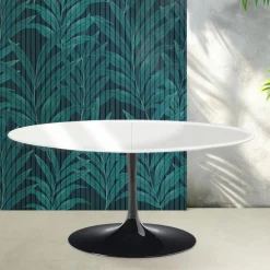 Tavolo Allungabile Tulip Saarinen H 74 cm in Ceramica Florim Bianco Lucido - Scarlet