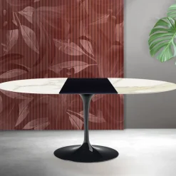 Tavolo Allungabile Tulip Saarinen H 74 cm in Ceramica Florim Calacatta Gold Opaco - Scarlet