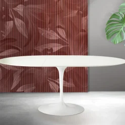 Tavolo Allungabile Tulip Saarinen H 74 cm in Ceramica Florim Bianca - Scarlet
