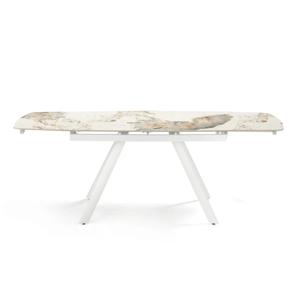 Tavolo Allungabile 140/210x90 cm in Pietra Sinterizzata Effetto Marmo - Atrio