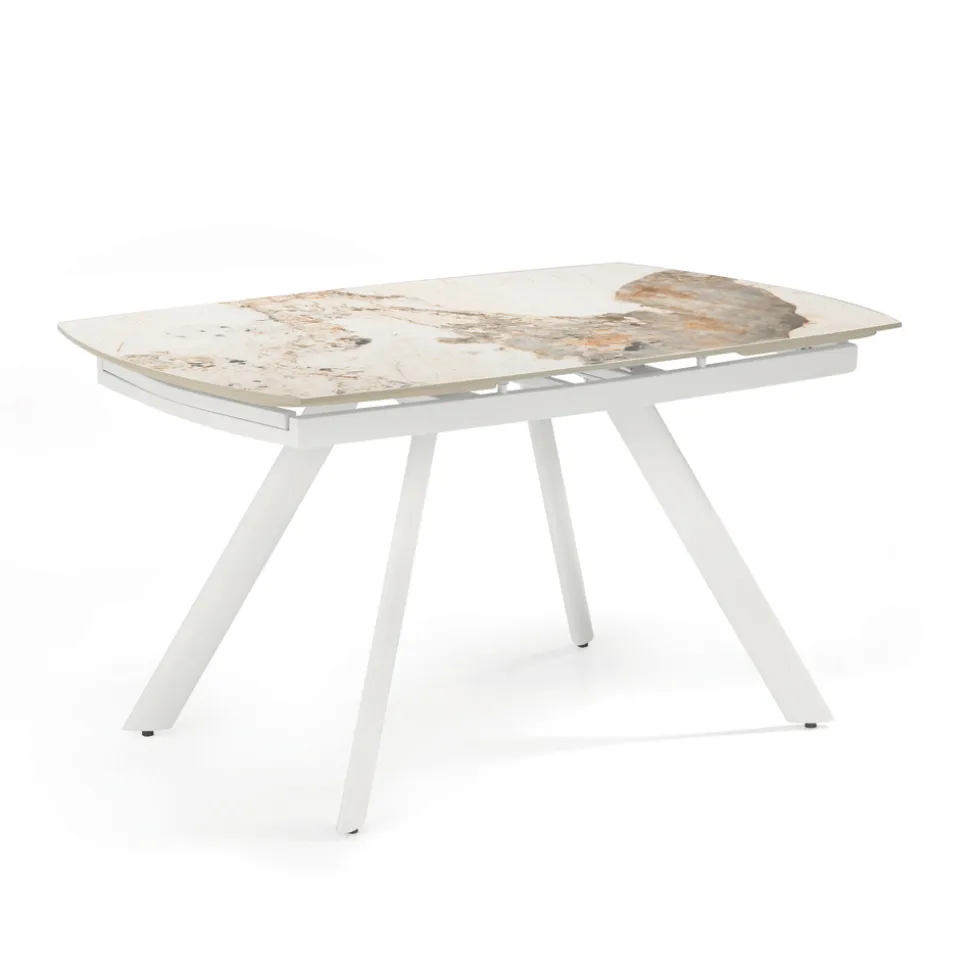 Tavolo Allungabile 140/210x90 cm in Pietra Sinterizzata Effetto Marmo - Atrio