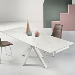 Tavolo Allungabile 160/240x91 cm in Pietra Sinterizzata Effetto Marmo - Palazzo