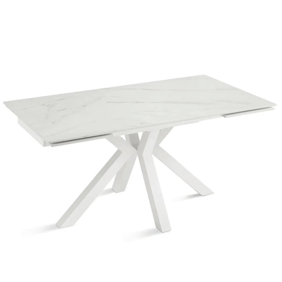 Tavolo Allungabile 160/240x91 cm in Pietra Sinterizzata Effetto Marmo - Palazzo
