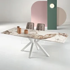 Tavolo Allungabile 160/240x91 cm in Pietra Sinterizzata Effetto Marmo - Palazzo