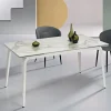 Tavolo Allungabile 160/240x90 cm in Pietra Sinterizzata Effetto Marmo - Samus