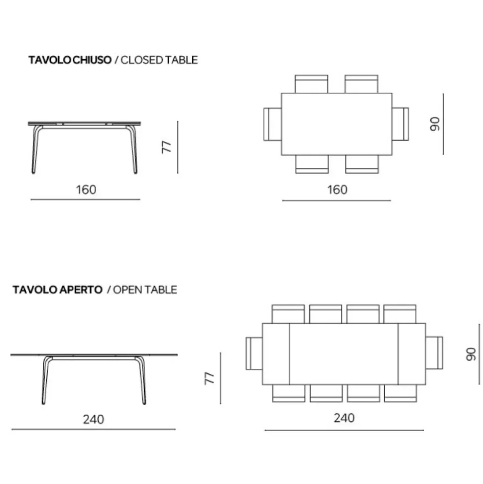 Tavolo Allungabile 160/240x90 cm in Pietra Sinterizzata Effetto Marmo - Samus