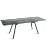 Tavolo Allungabile 160/240x91 cm in Vetro Fumè e Base in Metallo Nero - Colonna
