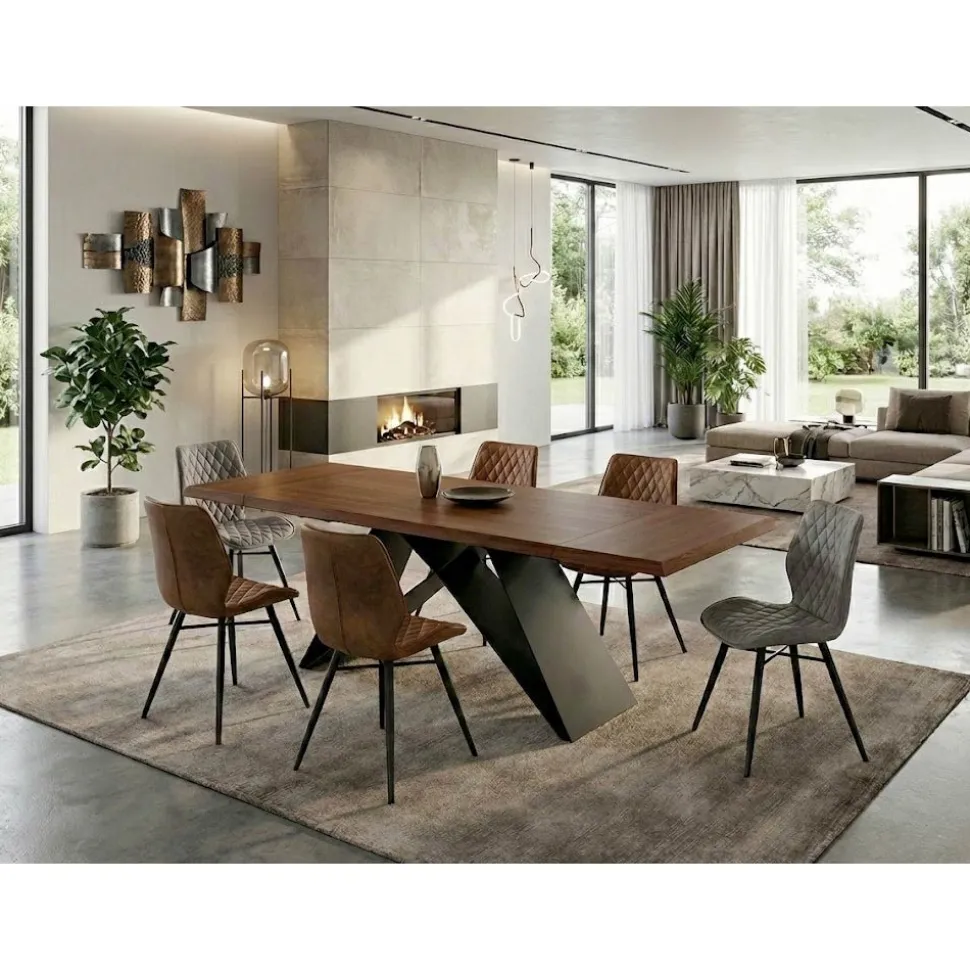 Tavolo Allungabile 160/240x90 cm Realizzato in Noce e Ferro - Nodo