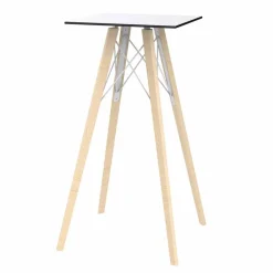 Tavolo Alto da Bar Design Quadrato in Legno e Hpl, 4 Pezzi - Faz Wood by Vondom