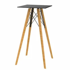 Tavolo Alto da Bar Design Quadrato in Legno e Hpl, 4 Pezzi - Faz Wood by Vondom