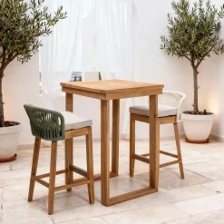 Tavolo Alto da Bar Realizzato in Teak Naturale Spazzolato - Sponda