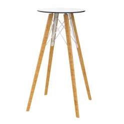 Tavolo Alto da Bar Rotondo Design in Legno e Hpl, 4 Pezzi - Faz Wood by Vondom