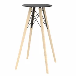 Tavolo Alto da Bar Rotondo Design in Legno e Hpl, 4 Pezzi - Faz Wood by Vondom
