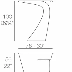 Tavolo alto da esterno H 100 cm di design, in polietilene, Wing Vondom