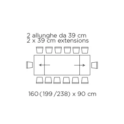 Tavolo con Allunghe Integrate e Base in Acciaio Visone Made in Italy - Dalmata