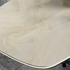 Tavolo con Piano in Ceramica a Botte e Base in Acciaio Made in Italy - Ezzellino