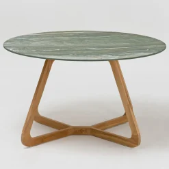 Tavolo con Piano in Ceramica e Base in Teak Made in Italy - Helmet