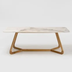 Tavolo con Piano in Ceramica e Base in Teak Massello Made in Italy - Blouse