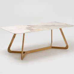 Tavolo con Piano in Ceramica e Base in Teak Massello Made in Italy - Blouse