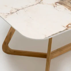 Tavolo con Piano in Ceramica e Base in Teak Massello Made in Italy - Blouse