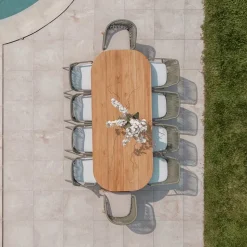 Tavolo con Piano in Teak Spazzolato con Angoli Stondati - Destinazione