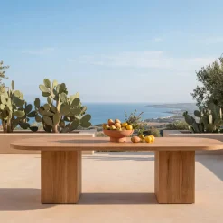 Tavolo con Piano in Teak Spazzolato con Angoli Stondati - Destinazione
