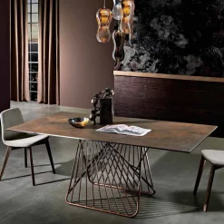 Tavolo con piano in vetroceramica moderno made in Italy, Mitia