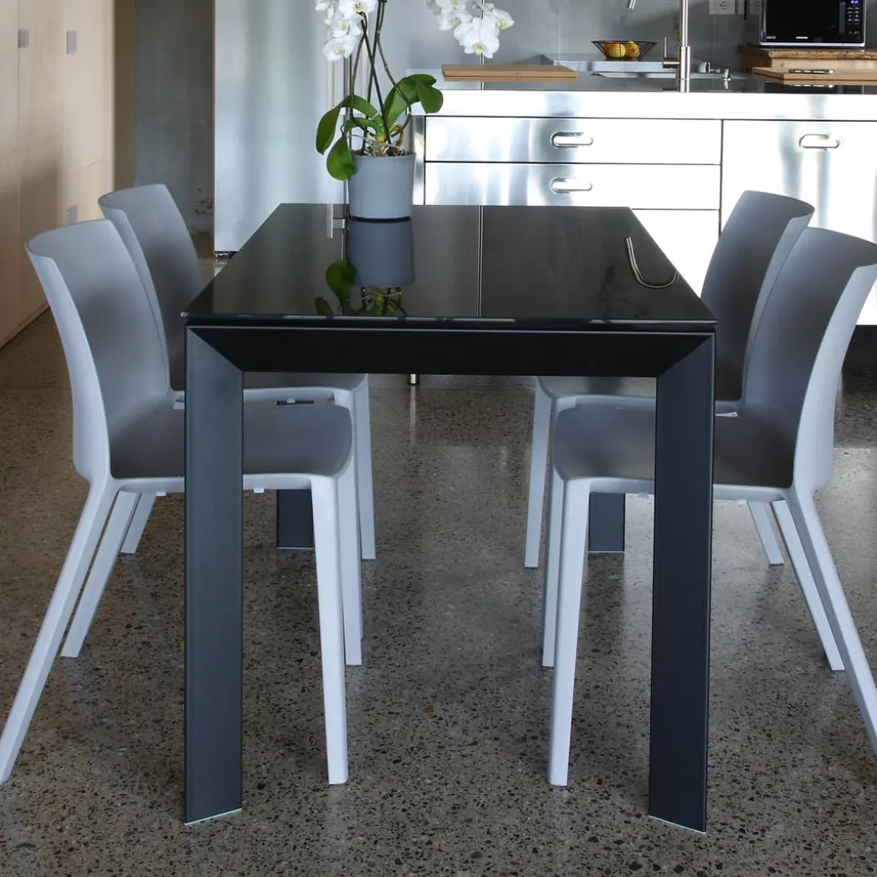 Tavolo Cucina Allungabile Fino a 170 cm in Metallo e Vetro Temperato - Berto
