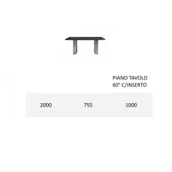 Tavolo Cucina in Mdf con Inserto in Legno Massello Made in Italy - Tusco