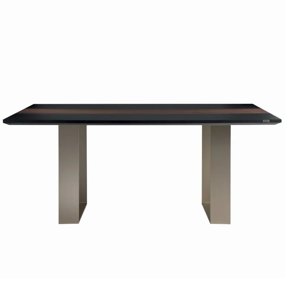 Tavolo Cucina in Mdf con Inserto in Legno Massello Made in Italy - Tusco