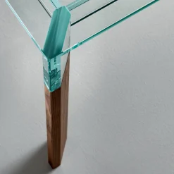Tavolo Cucina in Vetro Extrachiaro con Gambe in Legno Made in Italy - Super