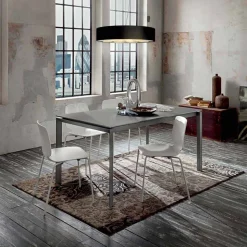 Tavolo Cucina in Vetro Opaco con Struttura in Metallo Made in Italy - Spilla