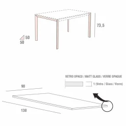 Tavolo Cucina in Vetro Opaco con Struttura in Metallo Made in Italy - Spilla