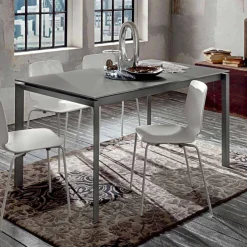 Tavolo Cucina in Vetro Opaco con Struttura in Metallo Made in Italy - Spilla