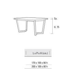 Tavolo da Cucina Fisso in Metallo e Piano in Legno Made in Italy - Bastiano