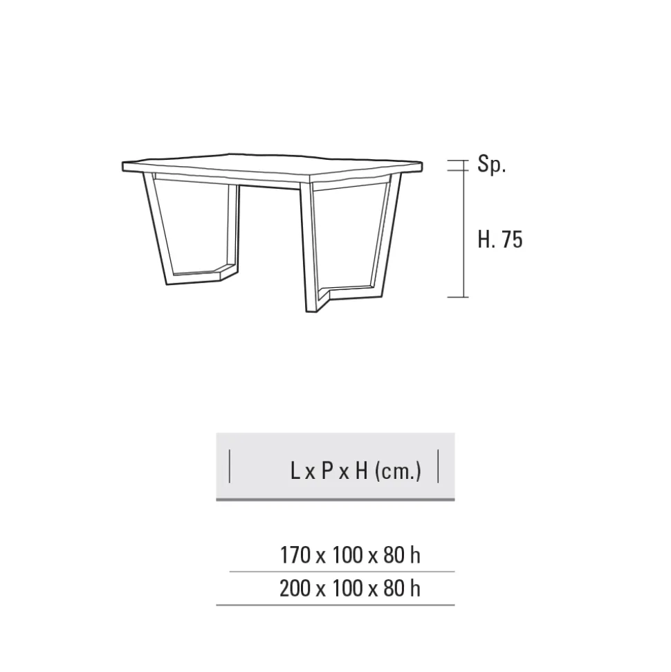Tavolo da Cucina Fisso in Metallo e Piano in Legno Made in Italy - Bastiano