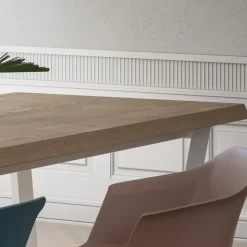 Tavolo da Cucina Fisso in Metallo e Piano in Legno Made in Italy - Bastiano