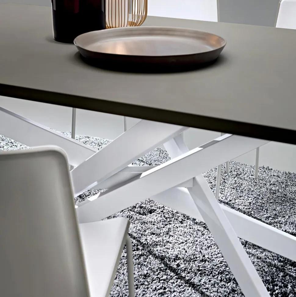 Tavolo da Cucina in Fenix e Metallo Bianco di Qualità Made in Italy - Carlino