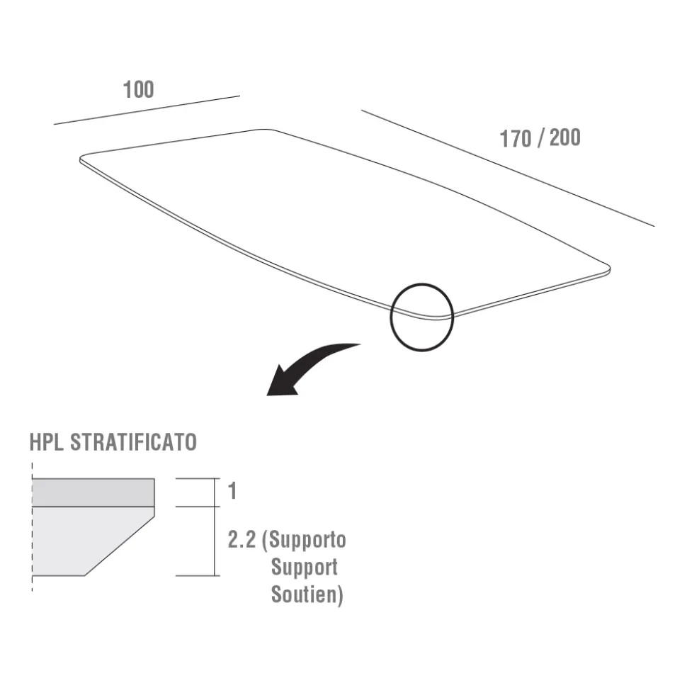 Tavolo da Cucina in Hpl con Base in Metallo Antracite Made in Italy - Aresto