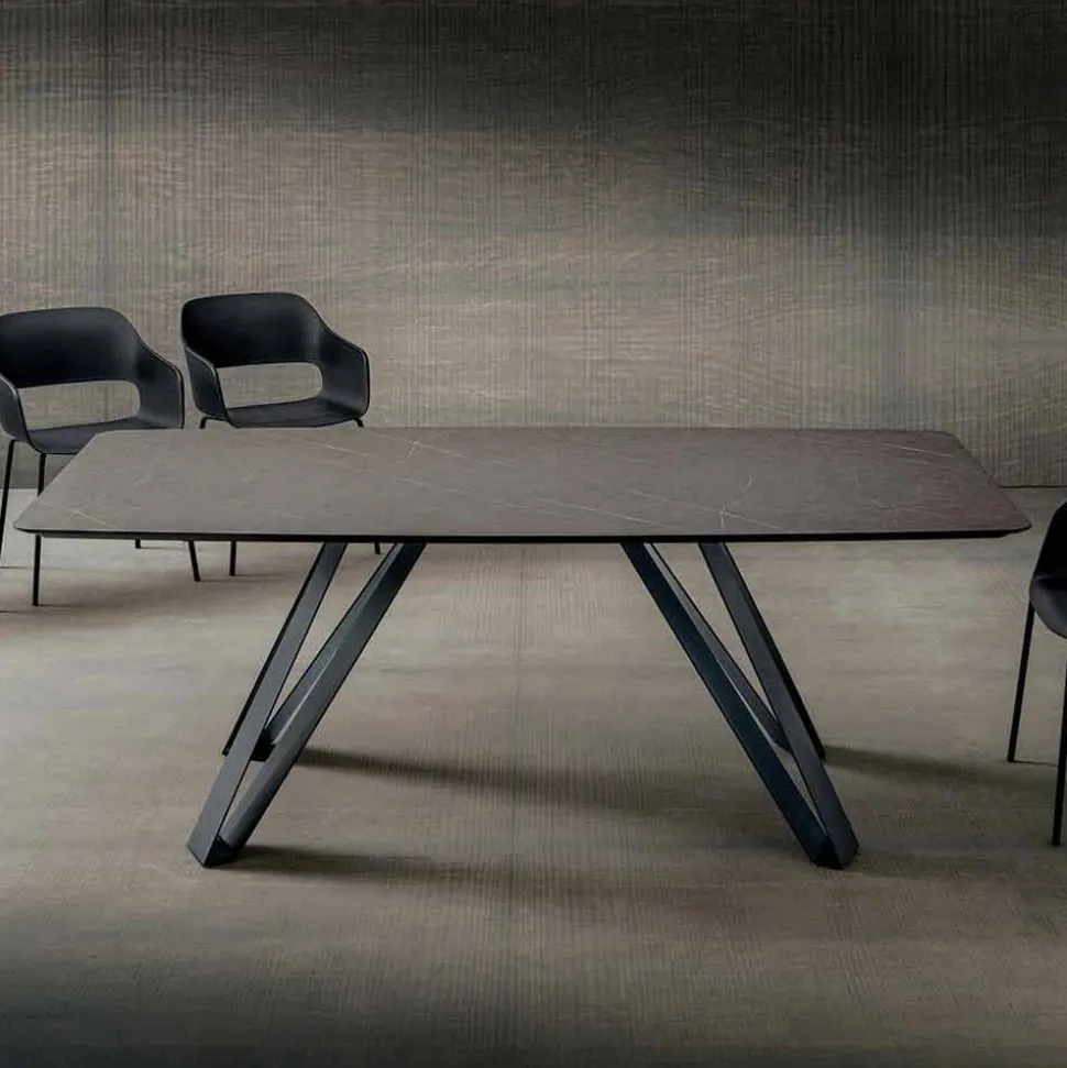 Tavolo da Cucina in Hpl con Base in Metallo Antracite Made in Italy - Aresto