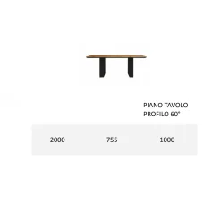 Tavolo da Cucina in Legno Massello e Gambe in Ferro Made in Italy - Pegasus