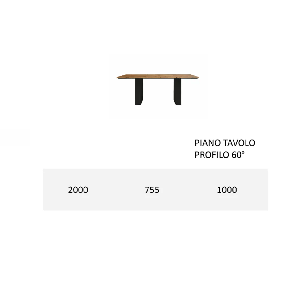 Tavolo da Cucina in Legno Massello e Gambe in Ferro Made in Italy - Pegasus