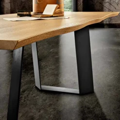 Tavolo da cucina in legno massellato e metallo made in Italy, Flora