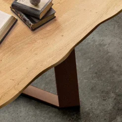 Tavolo da cucina in legno massellato e metallo made in Italy, Flora