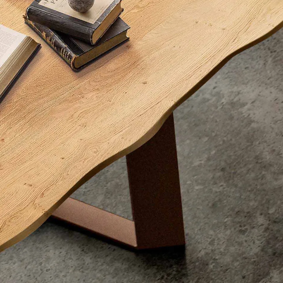 Tavolo da cucina in legno massellato e metallo made in Italy, Flora